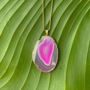 Pink electroplated Botswana agate